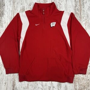 Vintage Nike Sweatshirt Womens Sz‎ M Fleece 1/4 Zip Wisconsin Badgers Cozy
